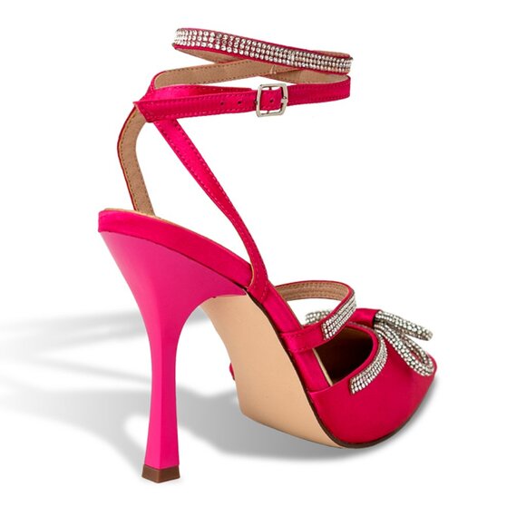 Women’s Rhinestone Embellished Pointed Toe Heels with Ankle Straps - Picture 3 of 4